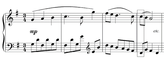 interval in a piano score