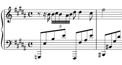 Chopin semiquaver (16th note) quintuplet
