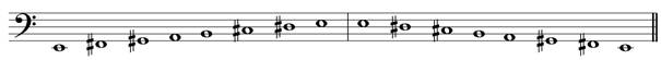 E major scale bass clef