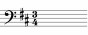 D major key signature bass clef
