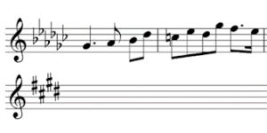 key signature of answer stave for transposition