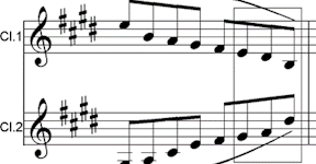 crossing parts in a score